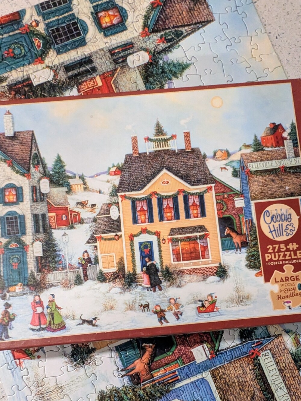 Retired Cobble Hill "Belleville" Winter Holiday Village 275 Large Piece Puzzle